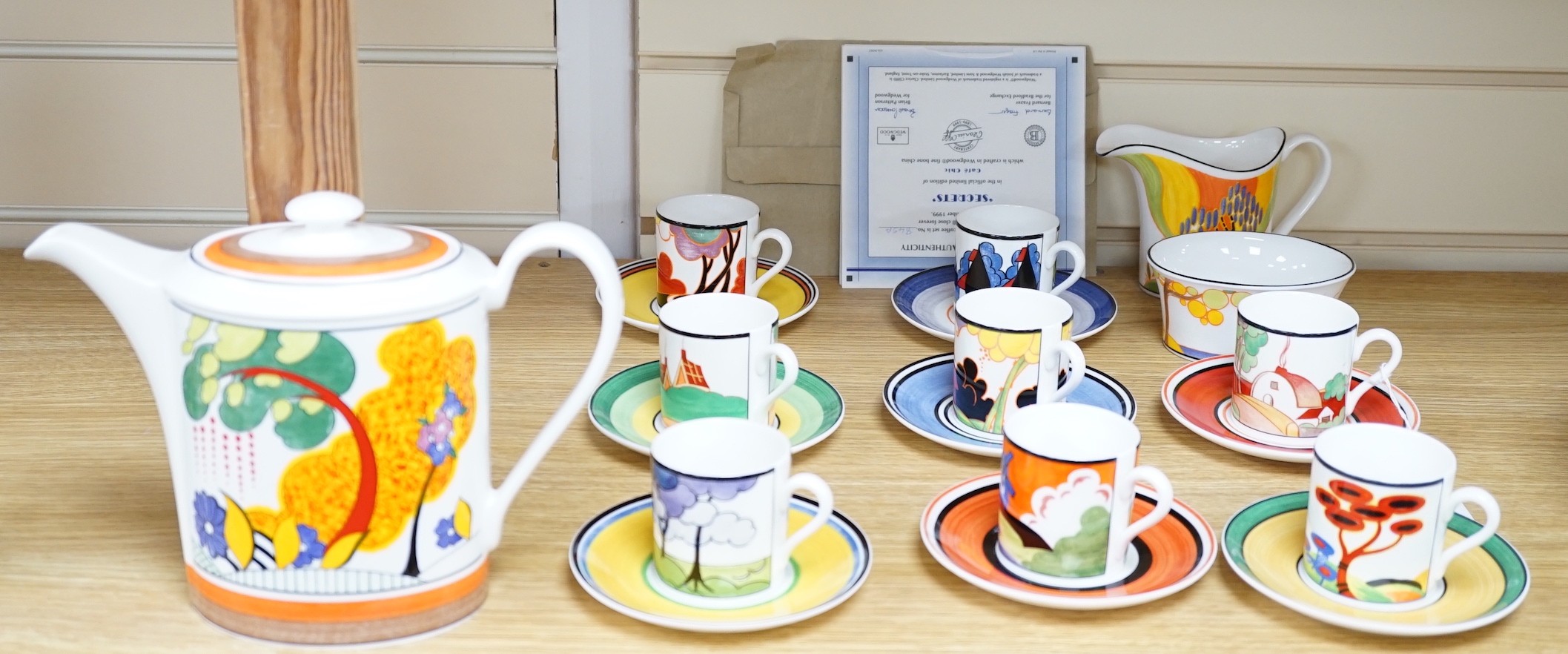 1990's Wedgwood Clarice Cliff coffee set